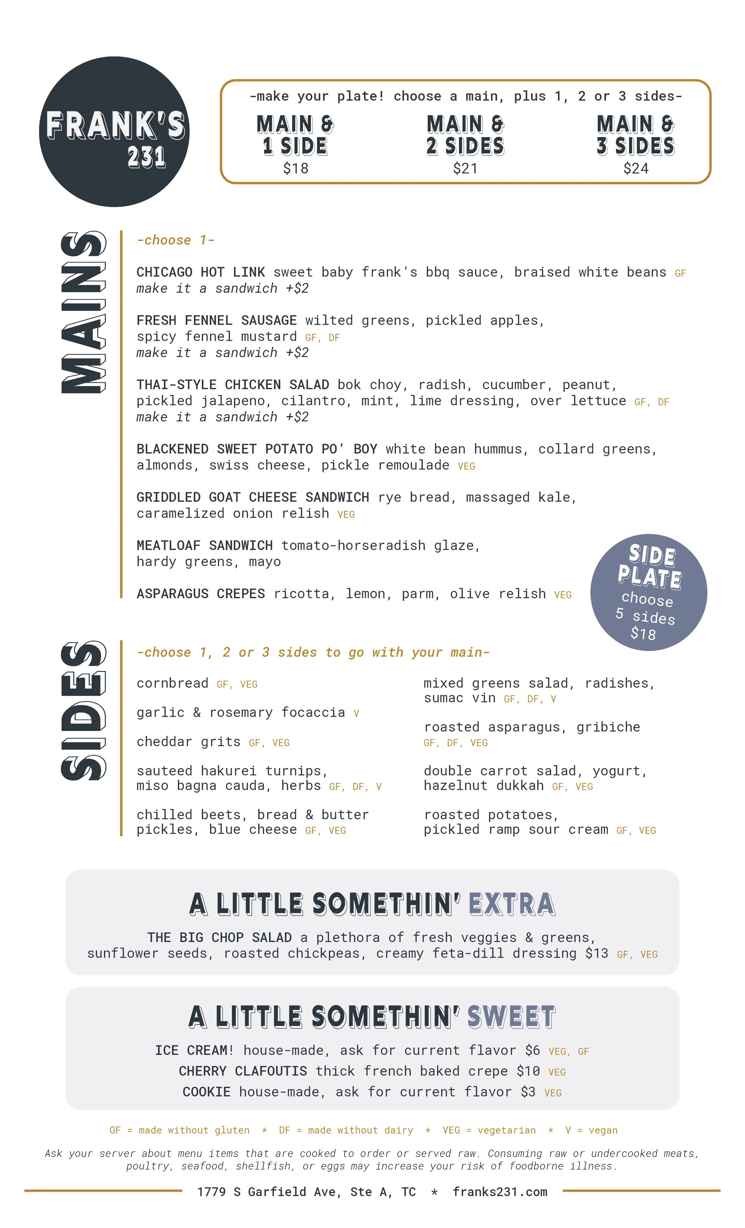 【専用】Matson Line Menu FRANK MACINTOSH 2点 Dine-In Menu — Frank's 231 | Traverse City, MI